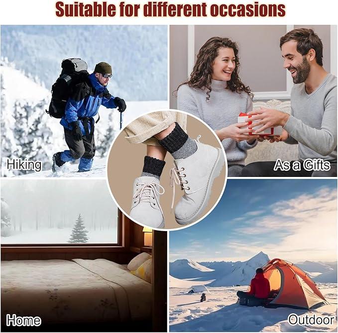 Josnown 5 Pairs Wool Socks Mens, Thick Warm Winter Thermal Cozy Boot Socks
