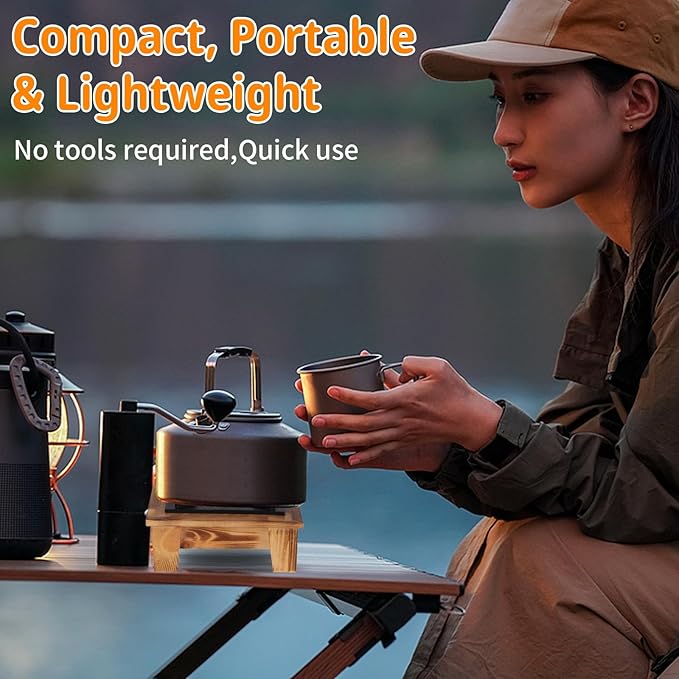 JUSTHERE Wood Alcohol Stove, Japanese Portable Small Wood Camping Stove for Outdoor Picnic, Travel, Alcohol Stove for Soup Pot Roasting Pan Kettle
