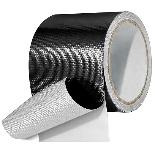Waterproof Repair Tape for Fabric, Awning, RV Roof, Underbelly, Tarp, Tent, Sail and Boat Cover Outdoor Repair Patch, Heavy Duty, UVproof, Multipurpose Black
