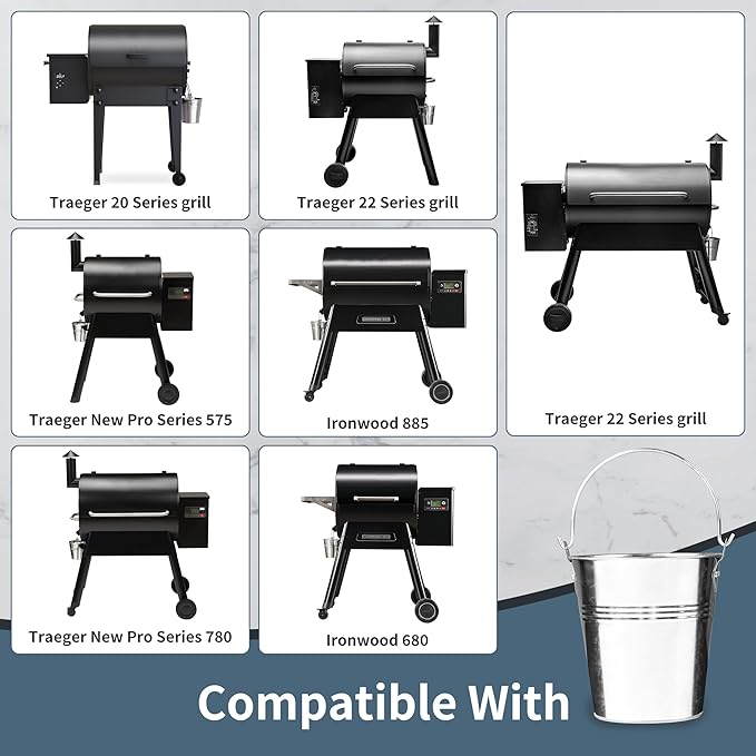 30-Pack Heavy-Duty Aluminum Grease Liners 5.1" Top Dia x 3.9" H | Disposable Drip Bucket Liners for Pellet Grills | Heat-Resistant Grill Accessories with Secure Fit Design