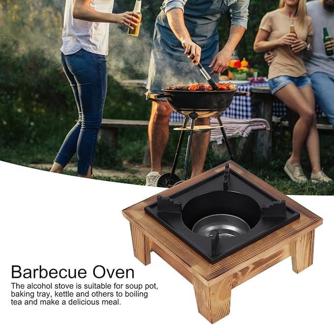 JUSTHERE Wood Alcohol Stove, Japanese Portable Small Wood Camping Stove for Outdoor Picnic, Travel, Alcohol Stove for Soup Pot Roasting Pan Kettle