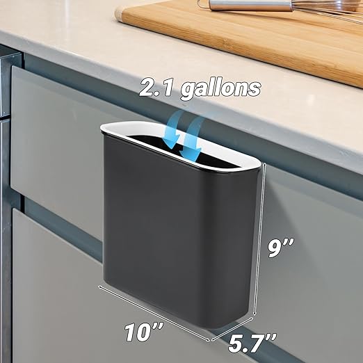 Skyflame 2.1 Gallon Magnetic Garbage Can, BBQ Grills Utensils Organizer Holder, Wall-Mounted Hanging Trash Bin for Kitchen, Cabinet, Door, Bedroom, Bathroom, Camping