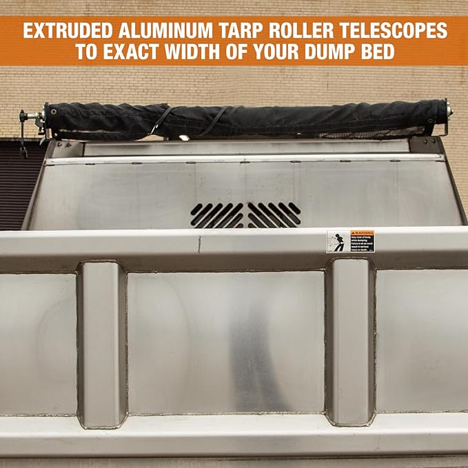 Buyers Products DTR5012 Manual Aluminum Tarp System, 5 FT x 12 FT Mesh Tarp, Without Deflector, Dump Body Tarp Kit, Dump Trailer Accessories, Dump Body Accessories