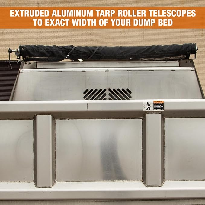 Buyers Products DTR6016 Manual Tarp System, 6 FT x 16 FT Mesh Tarp, Without Deflector, Dump Body Tarp Kit, Dump Trailer Accessories, Dump Body Accessories