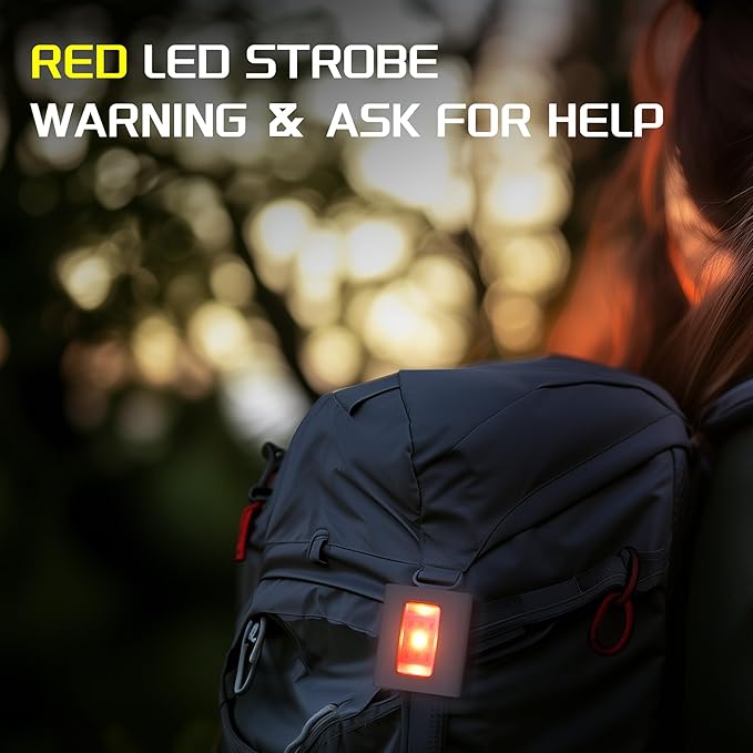 2Pack Clip on Running Lights, Rechargeable Magnetic LED Safety Lights with Red Strobe, Waterproof, USB Charging, Flashlight for Night Jogging, Dog Walking, Hiking Backpack, Cycling