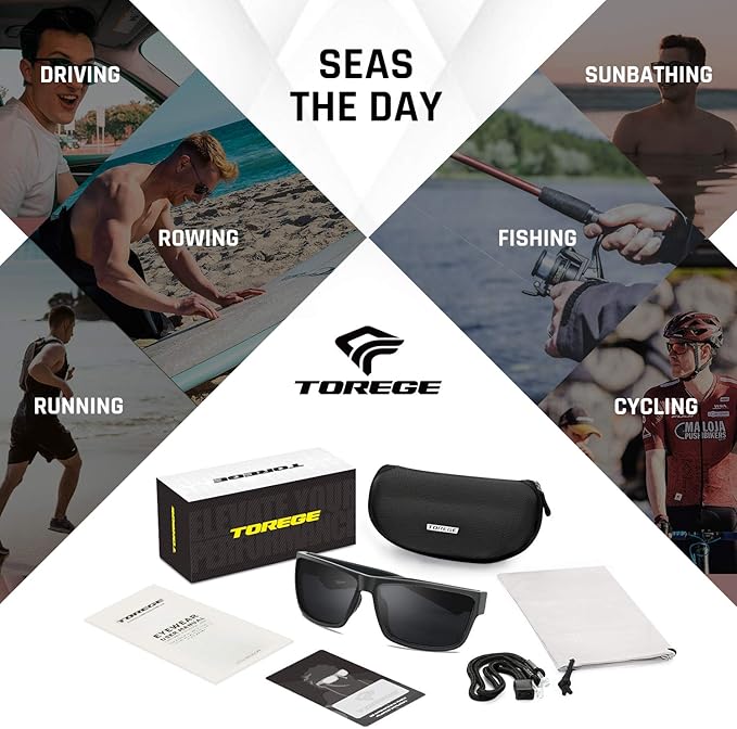 TOREGE Polarized Sports Sunglasses for Men and Women Cycling Running Golf Fishing Sunglasses TR26