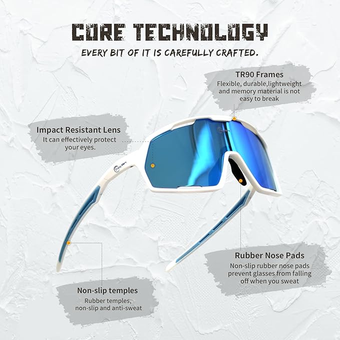 Polarized Sport Safety Sunglasses UV400 Protection & Lightweight Glasses for Men Women, Adjust for Cycling Running