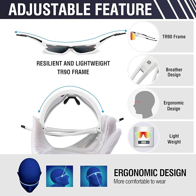 DUCO Sports Polarized Sunglasses for Men Women Running Sunglasses Fishing Cycling Baseball Glasses UV400 Protection DC0023