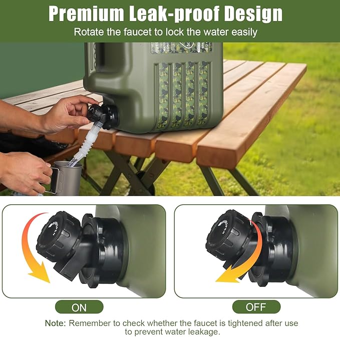 ASIEIT 3 Gallon/5 Gallon Water Jug with Spigot, Portable Water Tank BPA Free, Leak-Proof Water Containers for Camping Water Storage Containers for Emergency Outdoor Hiking Picnic, Green/Yellow/White