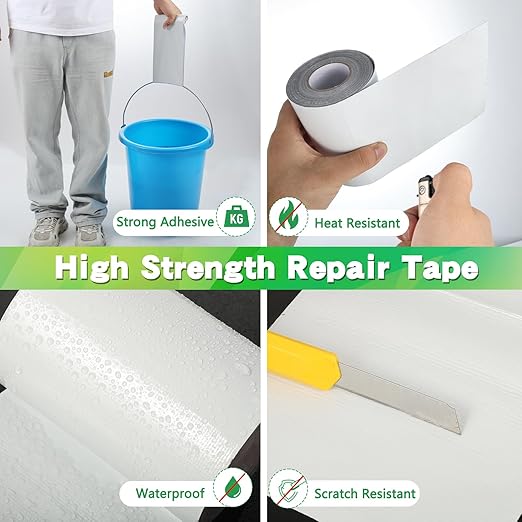 4.5Inch ร 40FT RV Awning Repair Tape with Scissors, Outdoor Heavy Duty Repair Tape for Tarp, Tent, Boat Cover, Canvas, Sail Tape, Waterproof, UVproof and Heat-Resistant Tear Repair Pctch Kit