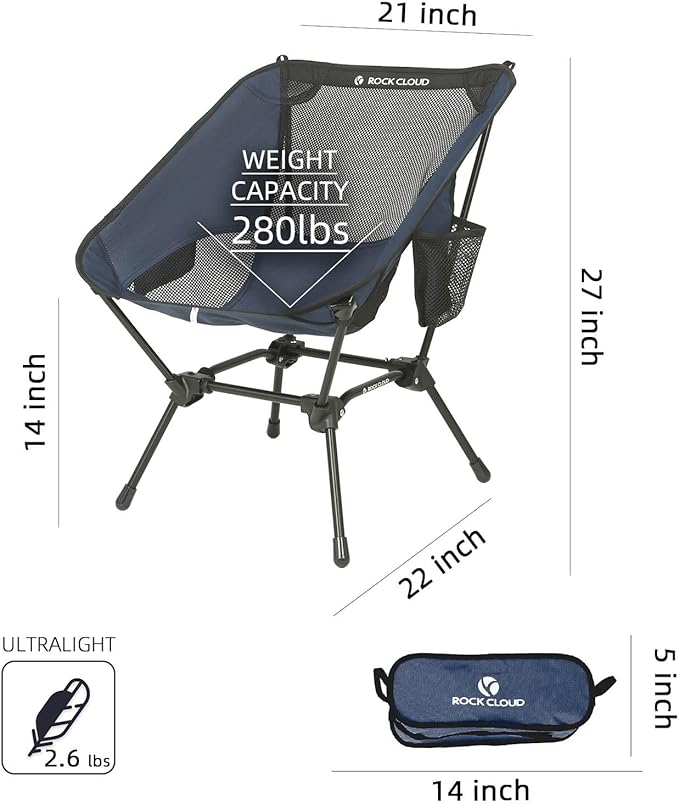 ROCK CLOUD Portable Camping Chair Ultralight Folding Chairs Outdoor for Camp Hiking Backpacking Lawn Beach Sports
