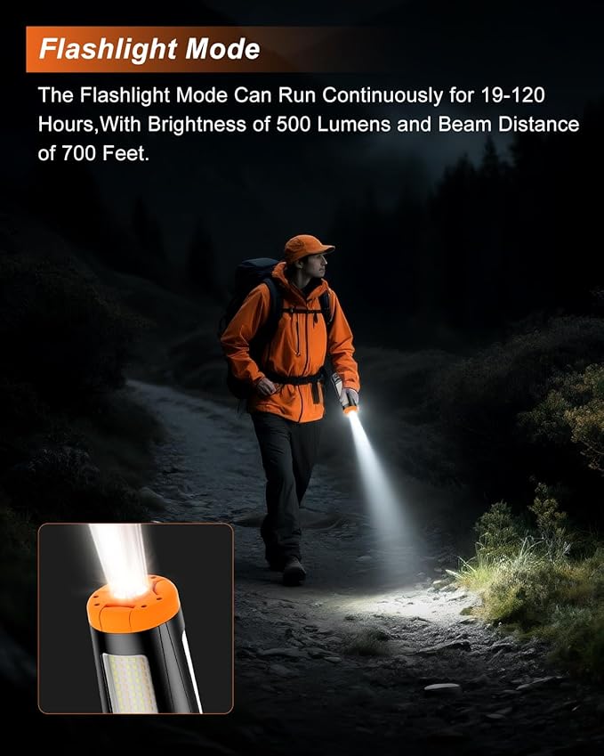 Camping Light with Stand 85.9" Rechargeable Cordless 5500 High Lumens LED Work Light, 10000mAh Solar Magnetic Waterproof Emergency, Dimmable Camping Essentials Gear with Detachable Tripod