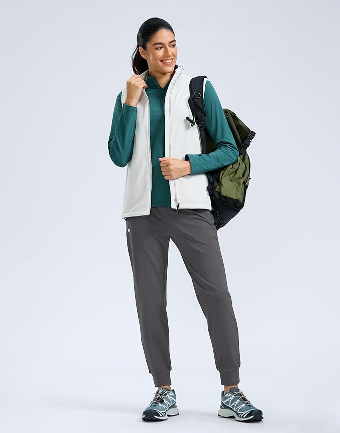 G Gradual Women's Fleece Lined Joggers Water Resistant Hiking Pants High Waisted Winter Thermal Sweatpants 3 Zipper Pockets