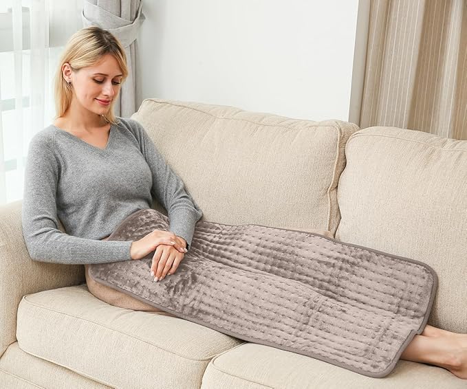 Ambershine 17''x33'' XXXL King Size Heating Pad with 12 Temperature Settings & 4 Auto-Off Countdown Timers, Pain Relief for Back/Neck/Shoulders/Abdomen/Legs, Christmas Gifts for mom dad (Light Tan)