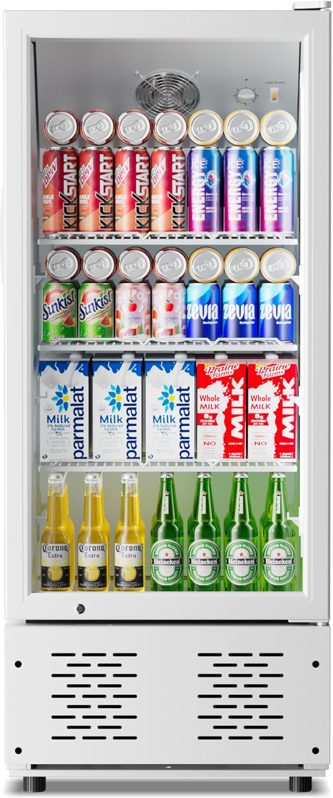 6.5 Cu.Ft Commercial Beverage Refrigerator Glass Door Drink Cooler with Soft Light and 5 Shelves, Display Refrigerator for Restaurant Store Cafe Office, White