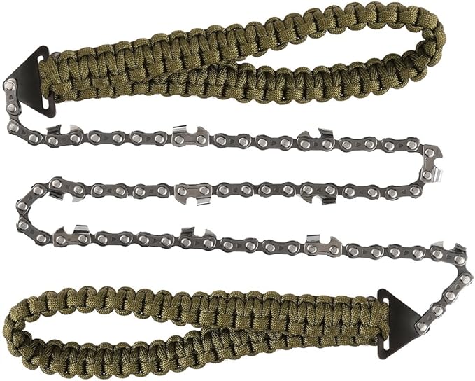 Pocket Chainsaw with Paracord Handle 24 Inches 11 Teeth Folding Chain Hand Saw Fast Wood & Tree Cutting Emergency Survival Gear Best for Camping Backpacking Hiking Hunting