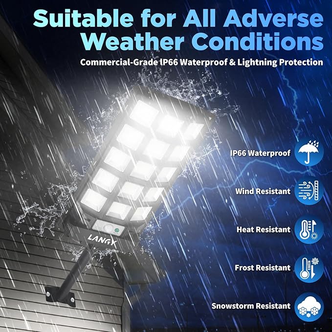 Solar Lights Outdoor Waterproof, 6500K Dusk to Dawn Solar Street Lights Outdoor Motion Sensor with Remote Control, LED Security Light for Outside Garden Yard Parking Lot, Oudoor Flood Lights, 2 Pack