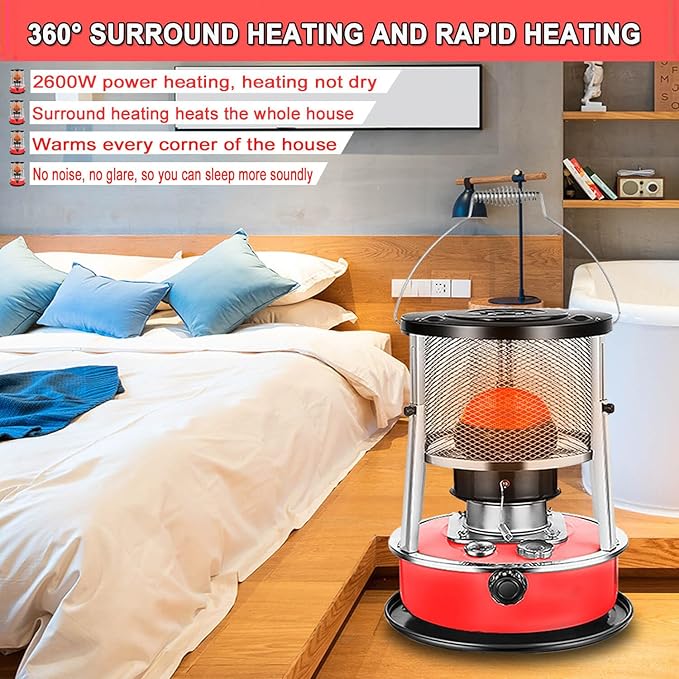 Kerosene Heater & Stove, Kerosene Heater for Indoor Use, 9000 BTU, Outdoor Camping Portable Camp Tent Heater for Ice Fishing, Hunting, Hiking, Survival Emergency & Patio(4.6L)