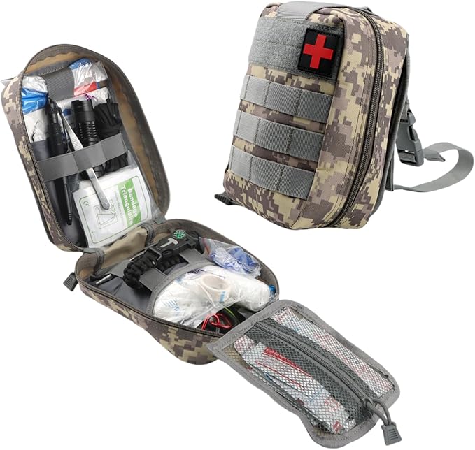 Tactical First aid kit for Outdoor 119 Pcs, First Aid Supplies Emergency Trauma Bag, Survival First Aid Kit for Outdoor Camping Hiking Backpacking and Travel