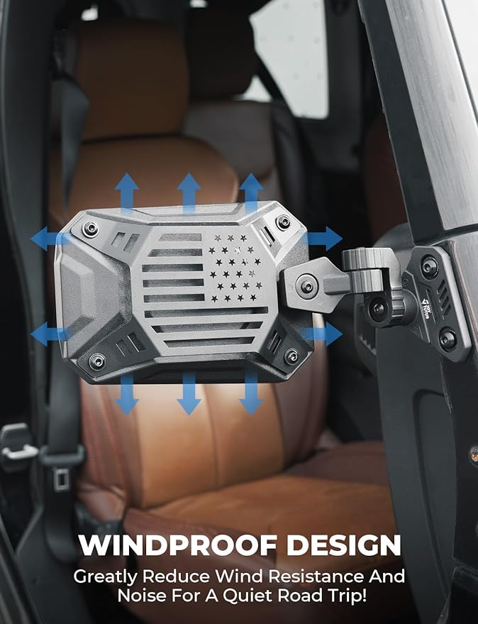 JOYTUTUS Wrangler Mirrors Doors Off Compatible with Wrangler TJ JK & Unlimited, Wrangler JK Side Mirrors for Wrangler 1997-2018, Wider View No Vibrate & Wobble (Patented), Not Fit Doors On