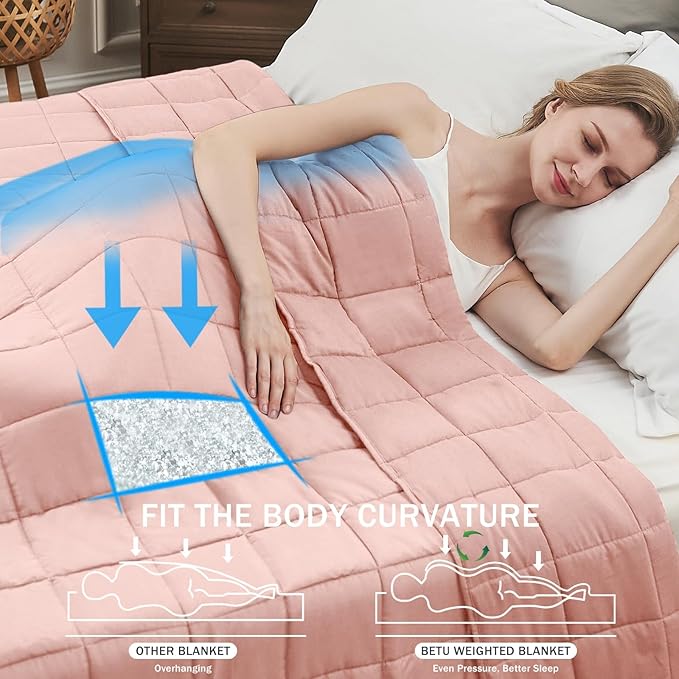 Pink Weighted Blanket for Adults (20lbs, 88"x104" King Size) - Cooling and Breathable Heavy Blankets for 130-220lbs with Premium Glass Beads - Soft Thick Blanket for All-Season Sleeping Comfort