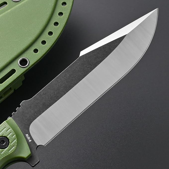 GTK3 Fixed Blade Knife AUS-8 Steel Blade Nylon Fiberglass Handle Full Tang EDC Tool Knifes for Outdoor Camping Survival Adventure Bushcraft(green)