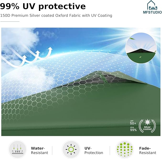 MFSTUDIO 10x10 Pop Up Canopy Tent, Gazebo Shelter Sun Shade Canopies Waterproof Patio Portable Popup Screened Tents for Beach,Parties,Camping,Green