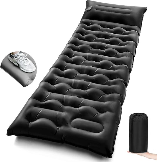 Camping Sleeping Pad,5.9 Inch Thick Camping Mat with Built in Pillow and Foot Pump,Self Inflating Sleeping Pad Ultralight for Camping Backpacking Tent(Green