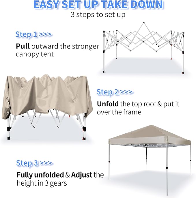 Canopy Tent 8X8 FT,Instant Pop Up Shelter w/Carry Bag,4 Ropes,Adjustable Straight Leg Heights,8X8 FT Top Shelter Tents for Parties,Garden,Commercial Event,Black