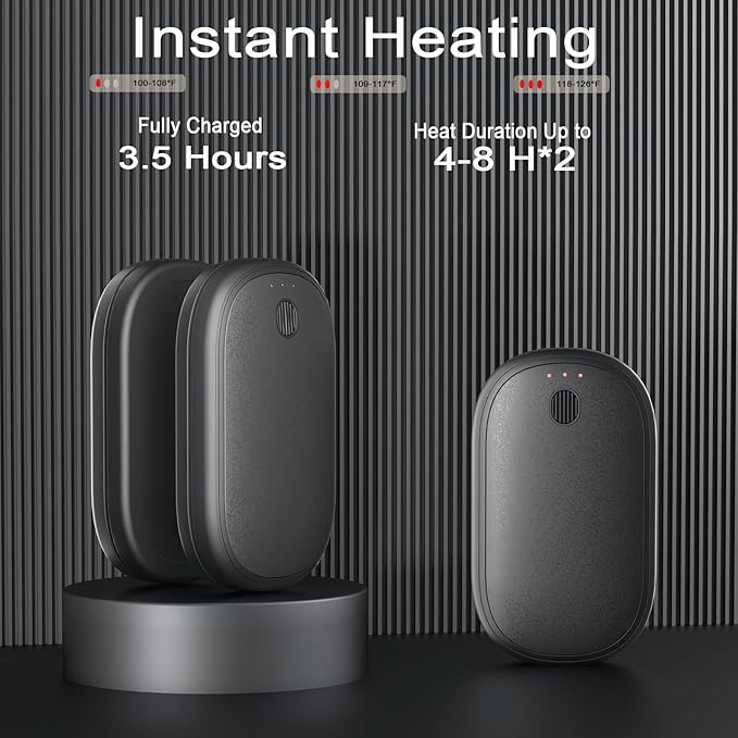 Rechargeable Hand Warmers 2 Pack, MagneticHands Heater, Fast Heating in 3s with 3 Settings, USB-C Electric Pocket Warmer, UL Certified Safe, Perfect for Winter Camping, Hunting Trips, and Golf Games