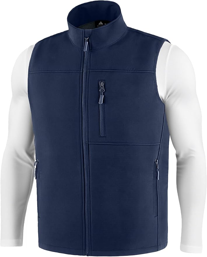 Mens Windproof Golf Vest Outerwear Fleece Lined Softshell Sleeveless Lightweight Jacket