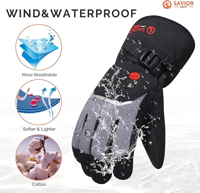 SAVIOR HEAT Heated Gloves for Men Women, 7.4v 2200mah Electric Rechargeable Battery Thick Warming Thermal Glove for Outdoor Skiing Motorcycle Hunting Hiking Camping Walking Dogs