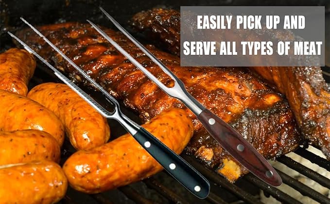 Better-Love Chef pro Stainless Steel Carving Fork Barbecue Fork BBQ Tools Meat Forks 12 Inch,Suitable for kitchen, BBQ(12 inch) (log color)