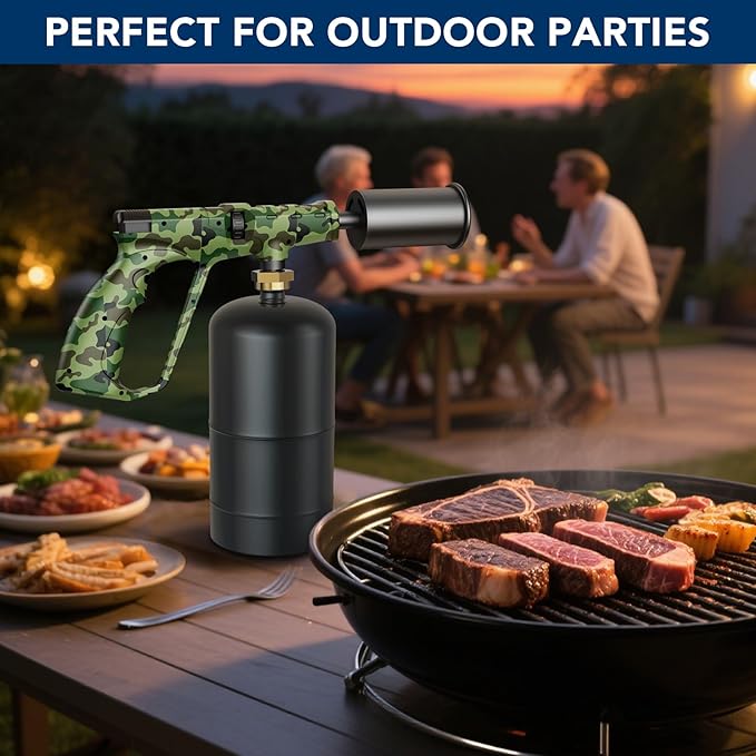Sondiko Propane Torch Head, Powerful Kitchen Torch for Cooking, BBQ, Sous Vide and Steak Searing, Adjustable Blow Torch - Perfect Campfire Charcoal Starter(Propane Tank Not Included)