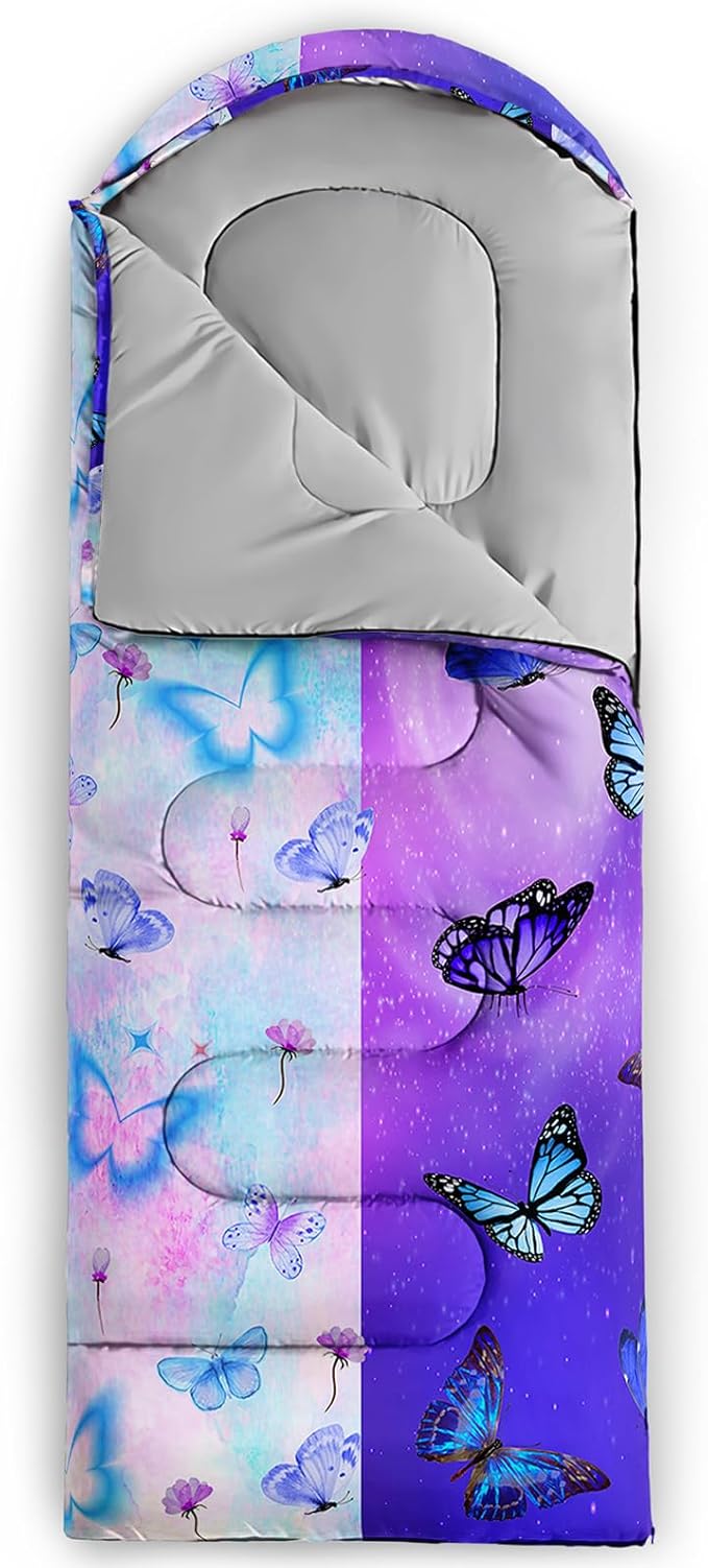 AILONEN Outer Space Astronaut Camping Sleeping Bags,Lightweight & Waterproof,3 Season Warm & Cool Weather,Cartoon Sleeping Bags for Kids,Boys Girls Travelling,Outdoors