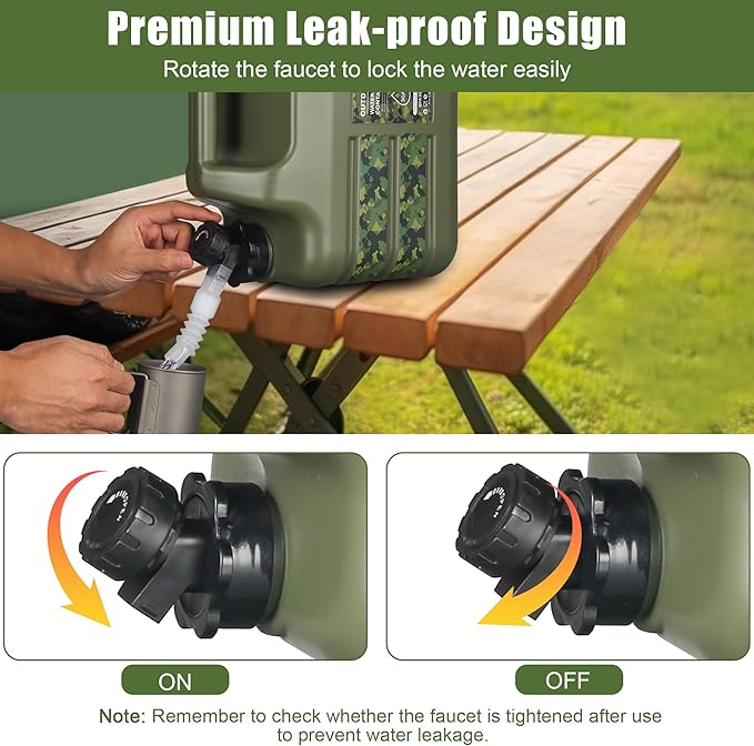 ASIEIT 3 Gallon/5 Gallon Water Jug with Spigot, Portable Water Tank BPA Free, Leak-Proof Water Containers for Camping Water Storage Containers for Emergency Outdoor Hiking Picnic, Green/Yellow/White