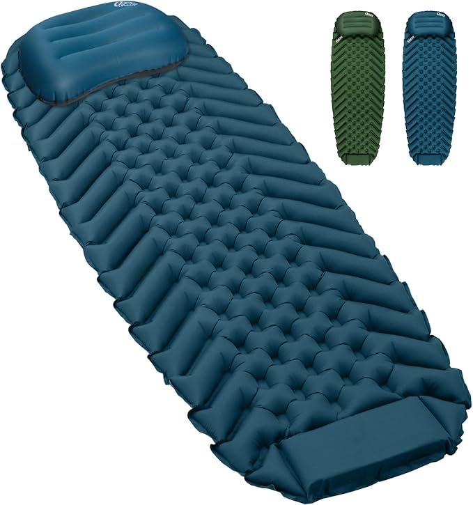 Ultralight Backpacking Sleeping Pad for Camping, with Inflatable Neck Camping Pillow, Lightweight Inflatable Sleeping Pad for Adults, Portable for Hiking, Car Travel - Durable & Comfortable