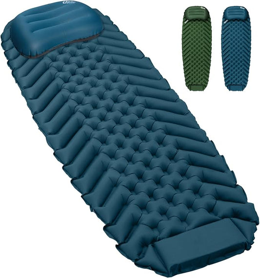 Ultralight Backpacking Sleeping Pad for Camping, with Inflatable Neck Camping Pillow, Lightweight Inflatable Sleeping Pad for Adults, Portable for Hiking, Car Travel - Durable & Comfortable