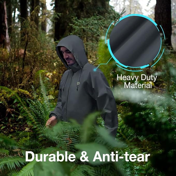 TIDEWE Rain Suit, Waterproof Breathable Lightweight 2 Pieces Rainwear