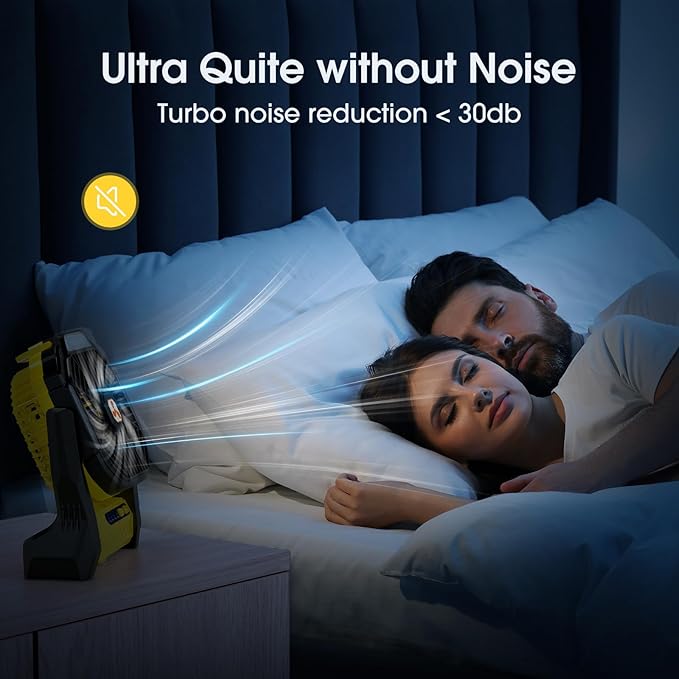 Portable Fan Rechargeable, 20000mAh Cordless Battery Powered Fan with LED Lantern, USB C Battery Operated for Travel Bedroom Home Camping Tent Office Beach Desk Fishing Table Yellow