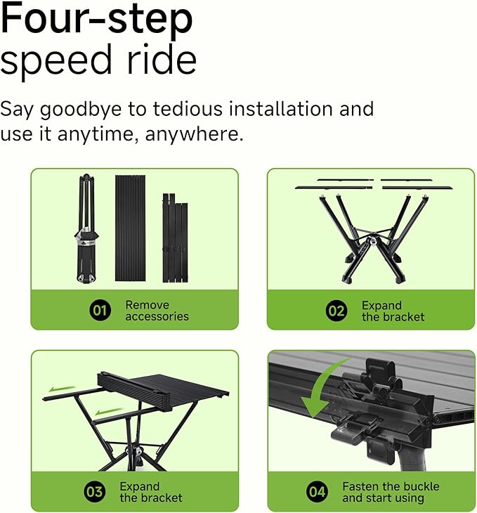 Camping Table Folding, Small Camping Table with Load 380lbs, Portable Roll up Aluminum Foldable Table with Carry Bag for Outdoor, Picnic, Camping, Black
