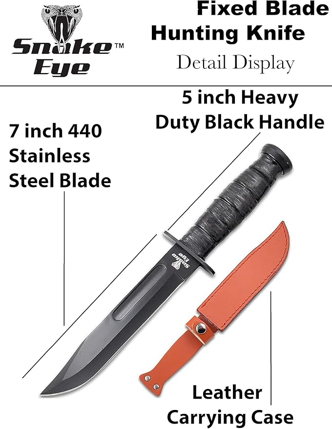 Snake Eye Tactical Heavy Duty Fixed Blade-Hunting Camping & Outdoor Knife (BKPB)