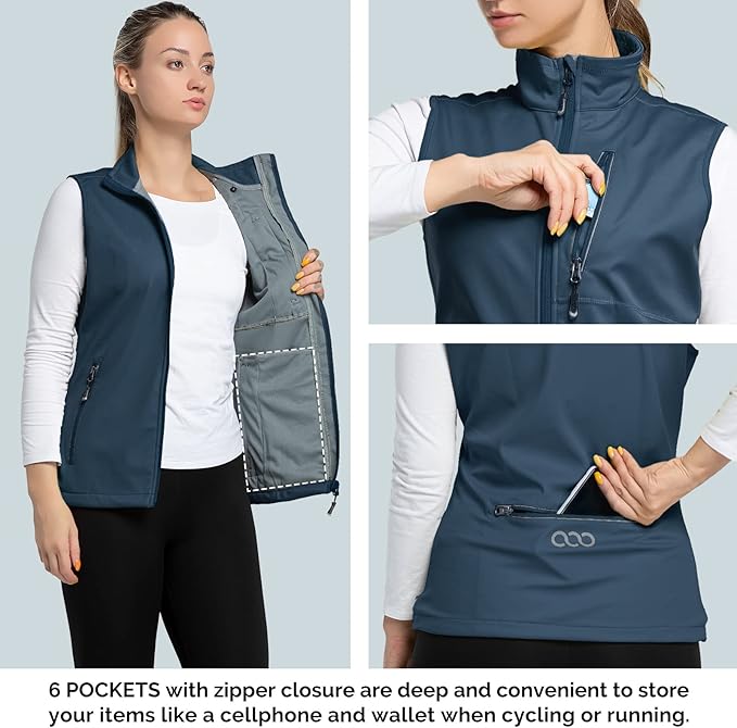 33,000ft Women's Lightweight Running Vest Outerwear with Pockets, Windproof Sleeveless Jacket for Golf Hiking Travel