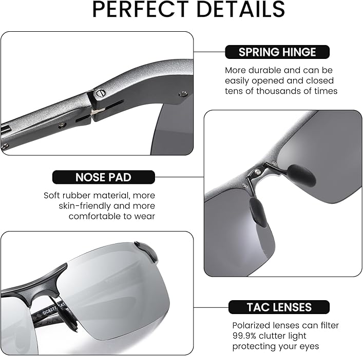 DUCO Mens Sunglasses Polarized Sports Fishing Running Driving Carbon Fiber Sunglasses for Men UV400 Protection DC8277