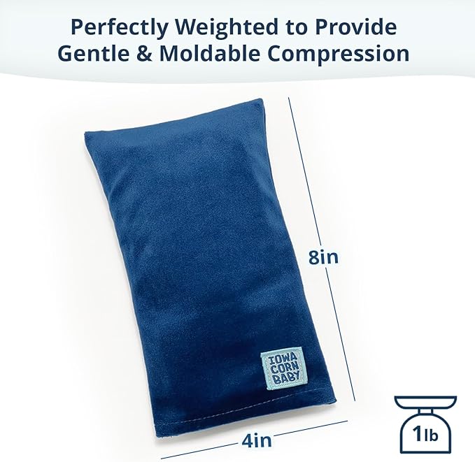 Mini - Microwavable Heating Pad & Reusable Cold Pack - Weighted Heating Pad for Cold Hands, Sore Neck, Achy Wrists - 4” x 8” - 1 lb (Oasis Blue)