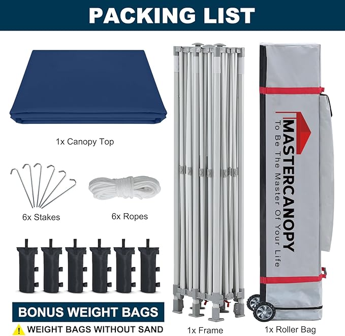 MASTERCANOPY Pop Up Canopy Tent Commercial Grade 10x20 Instant Shelter (Navy Blue)