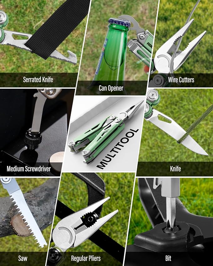 Multitool, 21-in-1 Multi Tool Pliers with Safety Locking and Spring-Action Scissors, Heavy-duty Stainless Steel Multi-tool Set with Nylon Sheath for Work, Home, Garden, DIY & Auto