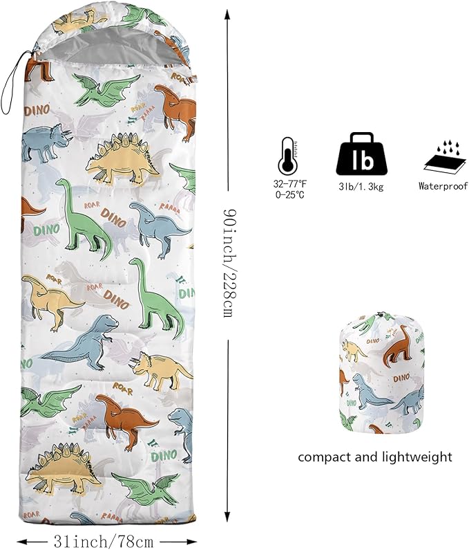 AILONEN Outer Space Astronaut Camping Sleeping Bags,Lightweight & Waterproof,3 Season Warm & Cool Weather,Cartoon Sleeping Bags for Kids,Boys Girls Travelling,Outdoors