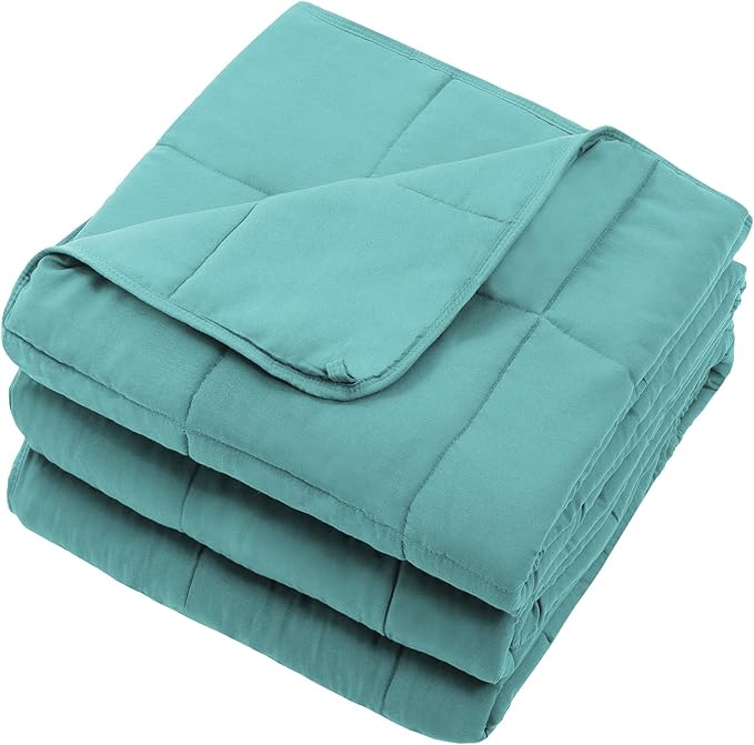 Teal Weighted Blanket for Adults 12lbs, 48"x72" Twin Size Cooling Heavy Blanket for 110-130lbs with Premium Glass Beads, Soft Thick Big Blankets for All-Season Sleeping Comfort Breathable