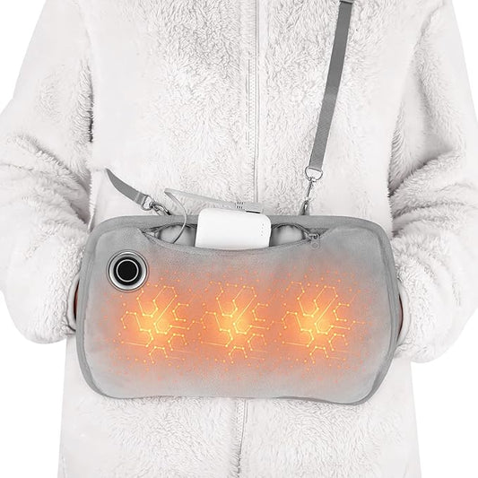 Hand Warmers Rechargeable, Portable Graphene Heated Gloves Handwarmers Bag with 10000MAH Power Bank,2 Heating Area&3 Heat Modes, Fast Electric Heating Pouch for Women,Kids, Hunting